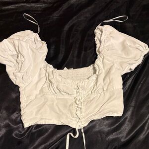 Love Tree White Puff Sleeve Blouse